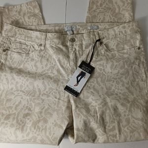 Sofia Midrise Skinny Ankle Animal Print Jean Tan